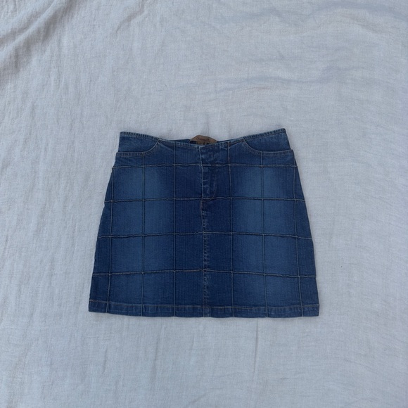 Y2k Checkered Patchwork Denim Skirt - Vintage Style Size 1 - Picture 11 of 13